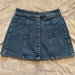 Dark Blue Denim Brandy Melville Button Down Hi-Rise  Skirt